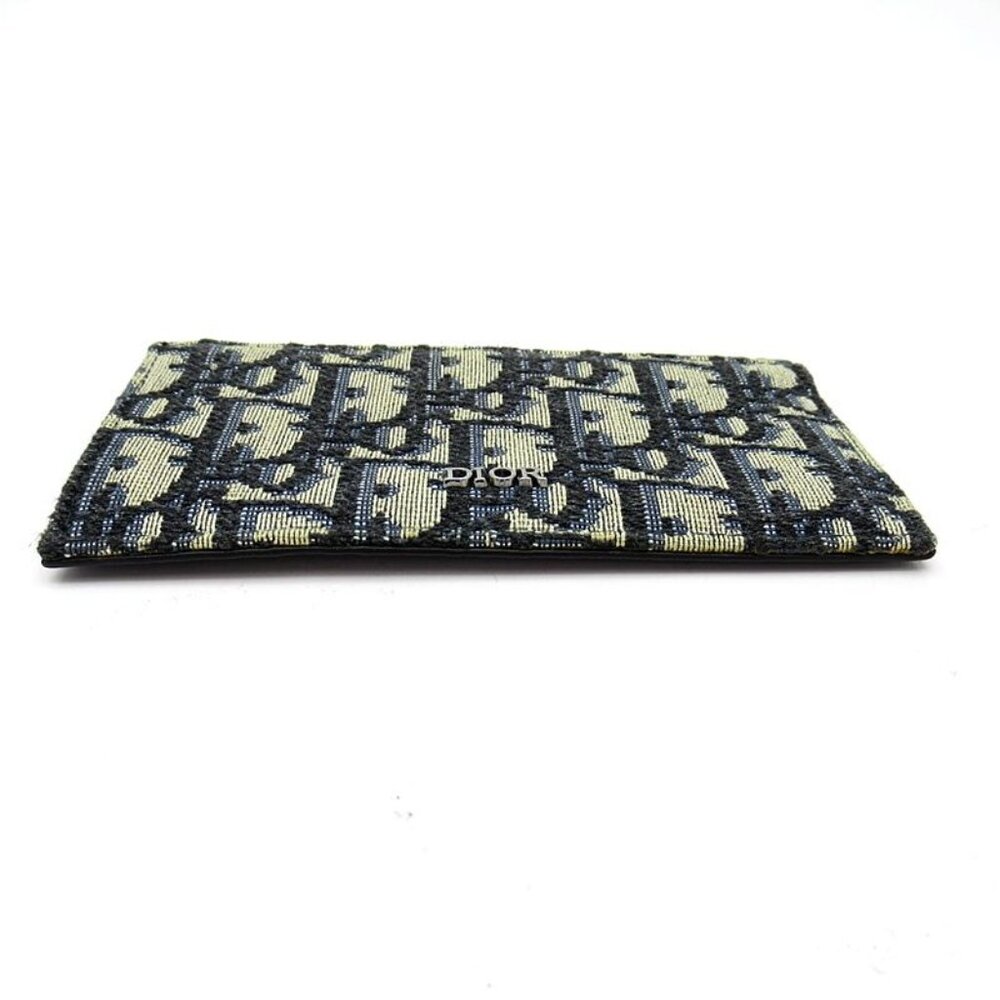 Dior Oblique Zip Card Holder Leather Canvas Beige Navy Black - Picture 4 of 5
